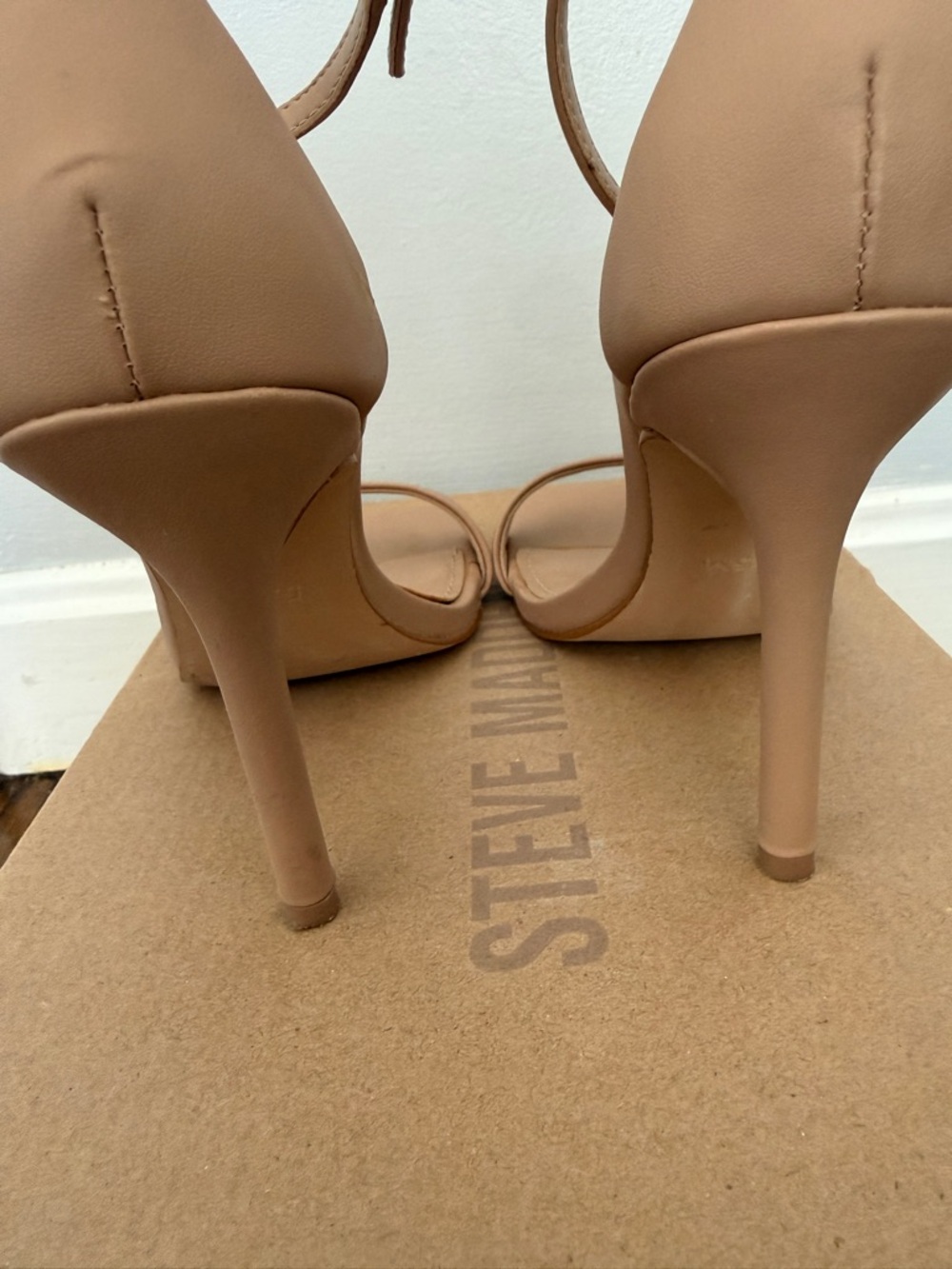 Steve Madden Nude/Tan Ankle-Strap Block Heel Sandals - Picture 3 of 8